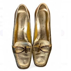 Maripe Gold Loafers Size 7.5 Gold Hardware